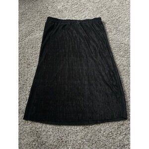 Check It Out Womens Black Pull On Skirt Elastic Wasit Knee Lenght Plus Size 1XL